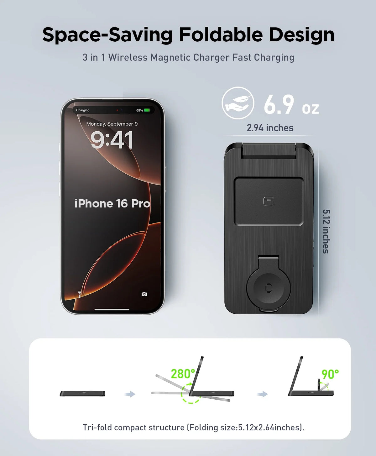 The Omnipoint 3-in-1 Folding MagSafe Charging Hub
